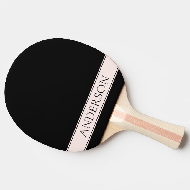 Raquette De Ping Pong Clair rose pâle Bleu Bande et Élégant Texte modifi (Côté)
