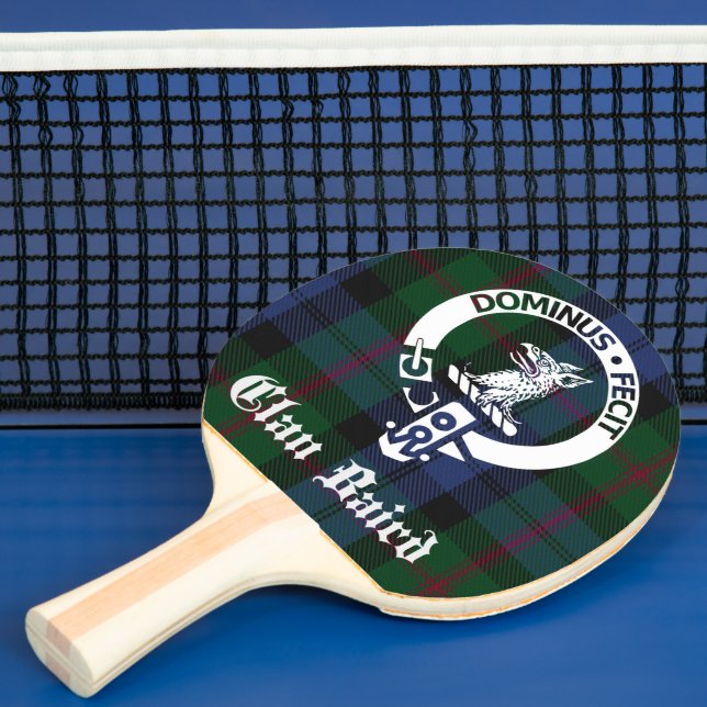 Raquette De Ping Pong Clan Baird Crest Badge & Tartan (Insitu)