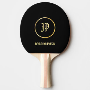 Raquette De Ping Pong Classic Vieux Style Texte Or Monogramme Élégant No