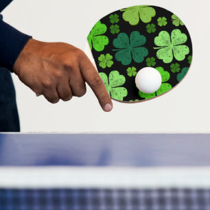 Raquette De Ping Pong Clovers verts, Lucky Clovers, Saint Patrick's Day