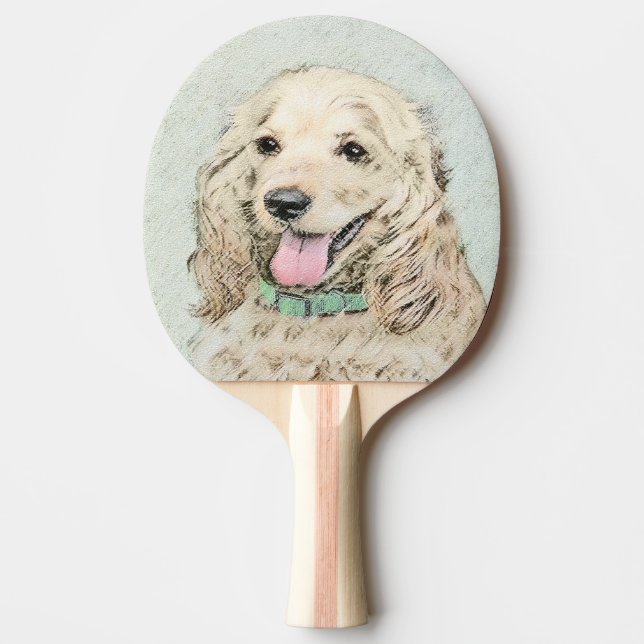 Raquette De Ping Pong Cocker Spaniel Buff Peinture - Art Chien original (Devant)