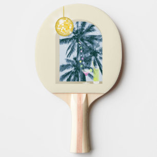 Raquette De Ping Pong Cocktails Disco Ball Palms sur Jaune