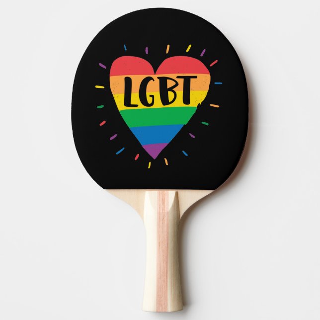 Raquette De Ping Pong Coeur arc-en-ciel LGBT (Devant)