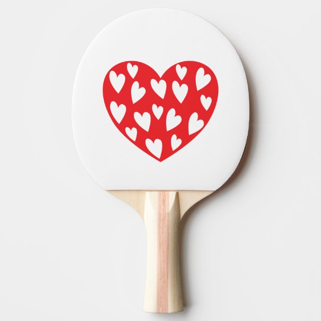 Raquette De Ping Pong Coeurs rouges avec petits coeurs (Devant)