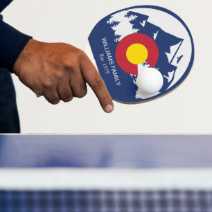 Raquette De Ping Pong Colorado Mountains Vintage Co Drapeau Souvenirs