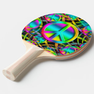 Raquette De Ping Pong Coloré PEACE motif sans faille + vos idées
