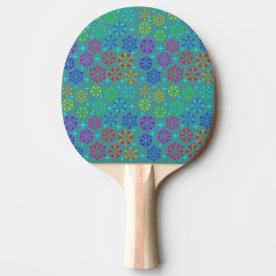Raquette De Ping Pong Conception artistique de motif rétro coloré du mil