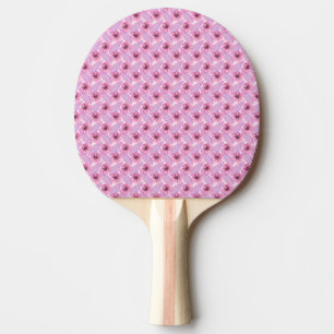 Raquette De Ping Pong Conception botanique florale aquarelle rose B