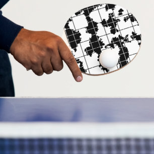 Raquette De Ping Pong Conception d'art abstrait organique noir et blanc