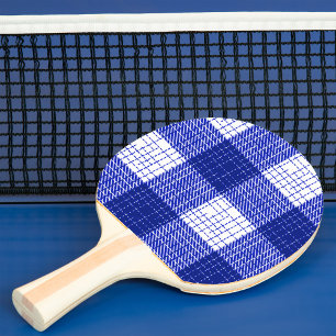 Raquette De Ping Pong Conception de carreaux à carreaux audacieux bleus