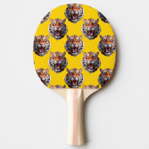 Raquette De Ping Pong Conception de motif tête de tigre jaune