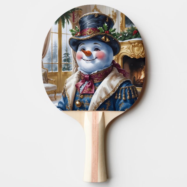 Raquette De Ping Pong Conception de Noël de Snowman victorien (Dos)