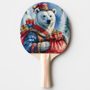 Raquette De Ping Pong Conception de Noël du Père Noël ours polaire