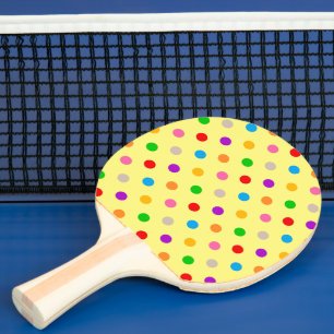 Raquette De Ping Pong Conception de points polka arc-en-ciel colorés jau