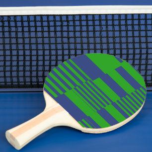 Raquette De Ping Pong Conception de rayures patchwork bleu vert