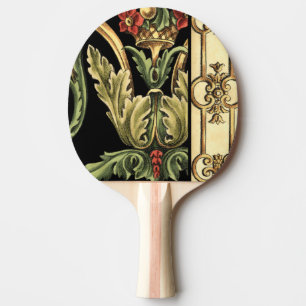 Raquette De Ping Pong Conception florale ornementale avec les frontières