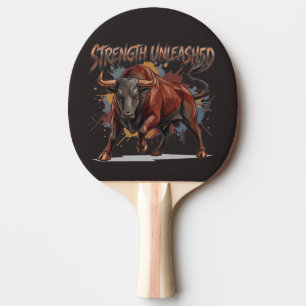 Raquette De Ping Pong Conception Graphique Taureau de Charge Force Décha