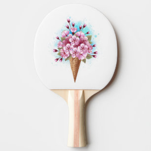 Raquette De Ping Pong Cône rose Sakura crème glacée gaufre