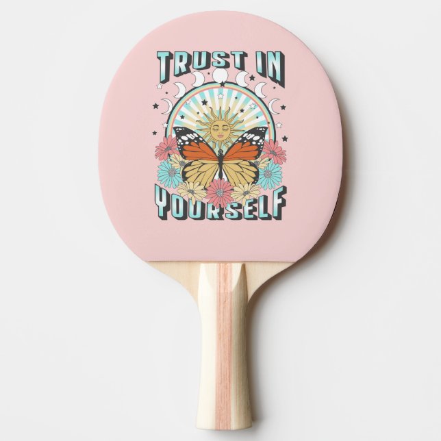 Raquette De Ping Pong Confiance en soi | Soleil céleste et papillon (Devant)