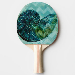 Raquette De Ping Pong Conque en spirale Shell de turquoise