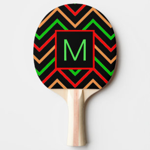 Raquette De Ping Pong Cool coloré Chevron sur Monogramme noir