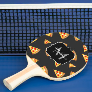 Raquette De Ping Pong Cool et amusante pizza tranches motif Monogram