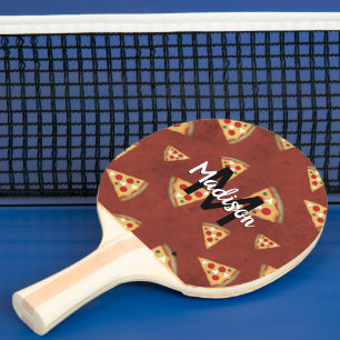 Raquette De Ping Pong Cool pizza tranches vintage rouge motif Monogramme