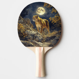 Raquette De Ping Pong Cougar in the Moonlight Wildlife Art