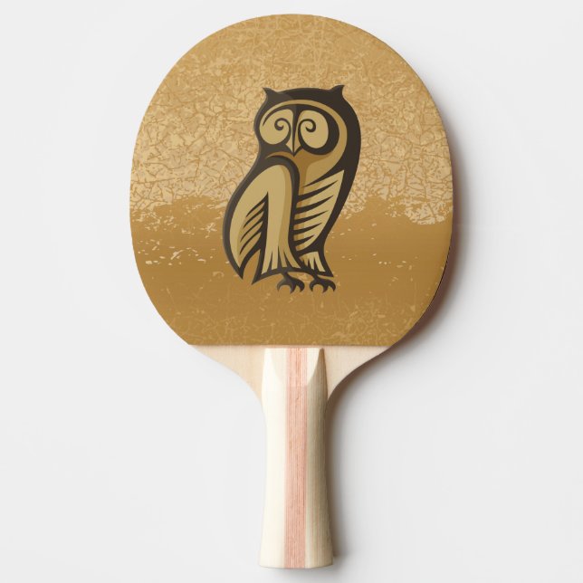 Raquette De Ping Pong Couleur du symbole de hibou (Devant)