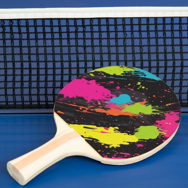 Raquette De Ping Pong Couleurs néon Retro Paint Splatter (Insitu)