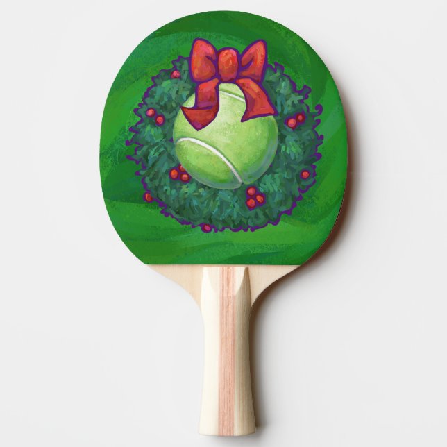 Raquette De Ping Pong Courbe de Noël de Tennis Ball sur Green (Dos)