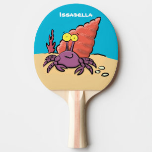 Raquette De Ping Pong Crabe ermite de dessin animé violet mignon drôle