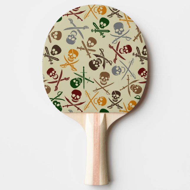 Raquette De Ping Pong Crânes de pirate avec les épées croisées (Devant)