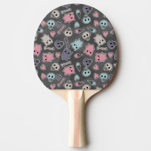 Raquette De Ping Pong Crânes, et coeurs sur l'arrière - plan noir