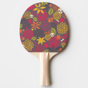 Raquette De Ping Pong Crânes et fleurs