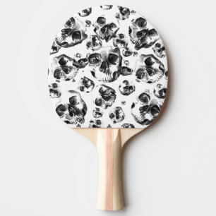 Raquette De Ping Pong Crânes Noir & Blanc Motif d'Art de Crâne de Squele