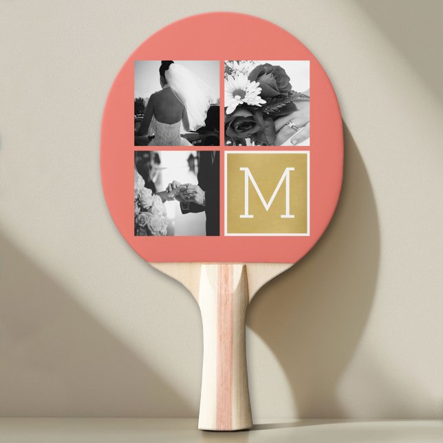 Raquette De Ping Pong Créez votre propre collection photo Mariage Monogr (Custom Pin Pong Paddle with Photo Collage)