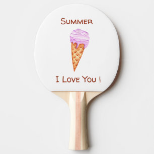 Raquette De Ping Pong Crème de glace minimaliste Je t'aime Sac fourre-to