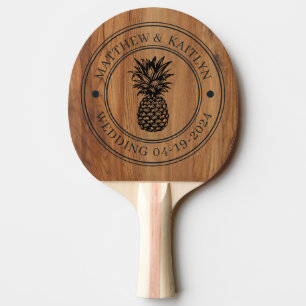 Raquette De Ping Pong Crête de mariage à l'ananas en bois d'érable & Nom