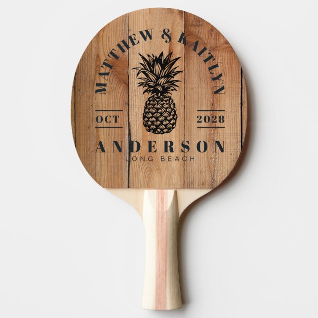 Raquette De Ping Pong Crête de mariage Ananas Tropical Ébauche de Maple (Dos)