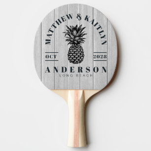 Raquette De Ping Pong Crête de mariage en bois gris poli Ananas Tropical