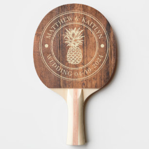 Raquette De Ping Pong Crête de mariage et noms de l'ananas en bois récup