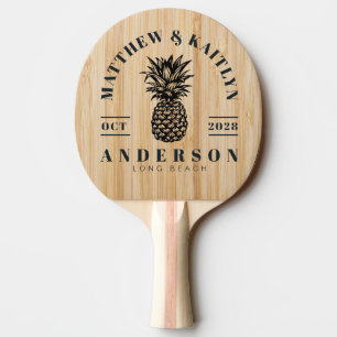 Raquette De Ping Pong Crête de mariage tropicale ananas pin blanc bambou