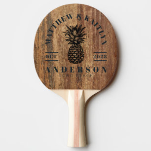 Raquette De Ping Pong Crête de mariage tropicale au bois de cèdre brut e