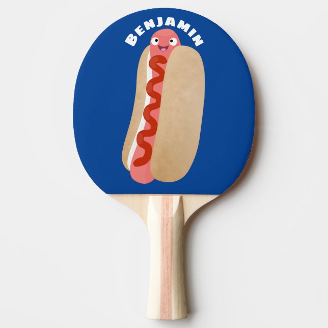Raquette De Ping Pong Curieux hot dog Weiner dessin animé (Devant)
