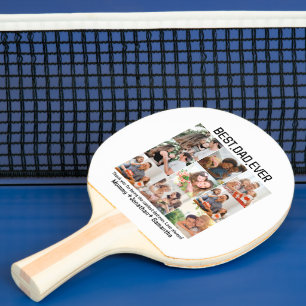 Raquette De Ping Pong Custom Best Papa Ever Fête des pères 9 Photo Colla