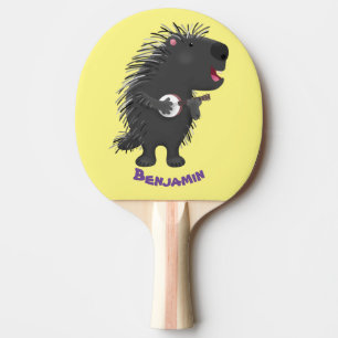 Raquette De Ping Pong Cute drôle porc-épic avec dessin animé de banjo