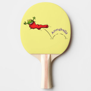 Raquette De Ping Pong Cute grenouille dans une chaussette rouge saut de 