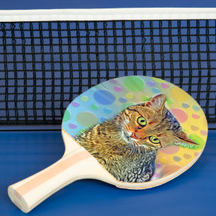 Raquette De Ping Pong Cute kitten - abstrait - peinture colorée