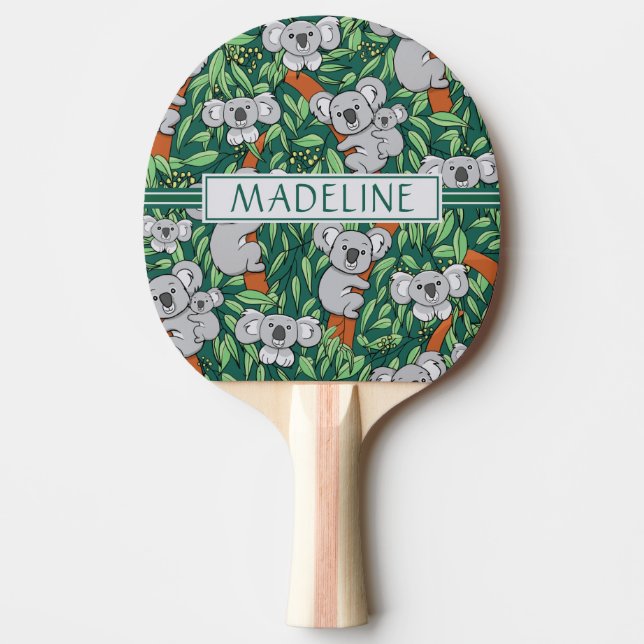 Raquette De Ping Pong Cute Koala Motif Personnalisé Hunter Green (Devant)